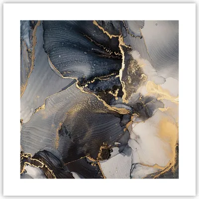 Produktbild von Poster - Poster ohne Rahmen - Dunkel Abstraktion Gold - 40x40 cm - Wand Bild - Wanddeko - Wandbilder - Kunstposter - Wandposter - Bilder - Kunstdruck - Wanddekoration - Wandbild - P2XAC40x40-4824