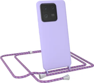 Produktbild von EAZY CASE Handykette kompatibel mit Xiaomi 13 Pro Handyhülle zum Umhängen, Silikon Hülle mit Band, Schutzhülle mit Ersatzkordel, Stylische Kette für Smartphone, Lila / Unicorn