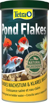 Imagen del producto de TetraPond® Flakes: Alimento en escamas para peces pequeños, ideal para estanques de jardín, 1000 ml