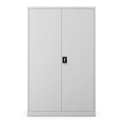 Produktbild von Büroschrank Aktenschrank XXL Metallschrank Flügeltüren Stahlblech Pulverbeschichtung 185 cm x 115 cm x 40 cm Farbe: Grau