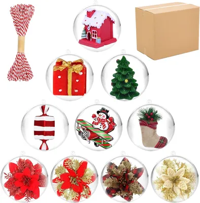 Produktbild von Kunststoff Weihnachtskugeln transparent, 20 Stück, 8 cm, zum Befüllen für DIY Dekoration