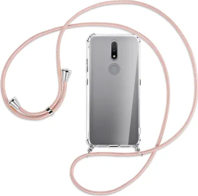 Produktbild von Handykette Backcover-Schutzhülle mit Band (Metall silberfarben) für Nokia 2.4 - roségold