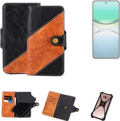 Produktbild von K-S-Trade Handyhülle Schutzhülle Bookstyle Case Wallet-Case kompatibel mit Vivo Y300 Pro Handy Cover Bumper Klapphülle schwarz hellbraun 1x