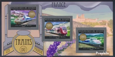 Produktbild von Briefmarken Guinea 2012 Mi 9585-9587 Kleinbogen (kompl. Ausgabe) postfrisch Züge Frankreichs (TGV)