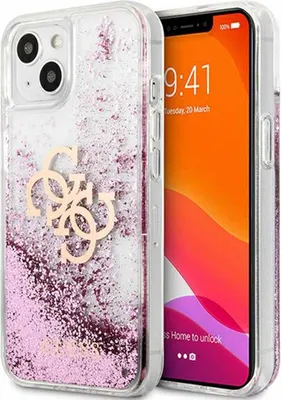Produktbild von Guess Liquid Glitter Silikon Case für iPhone 13 Mini Flüssig Glitzer Pink
