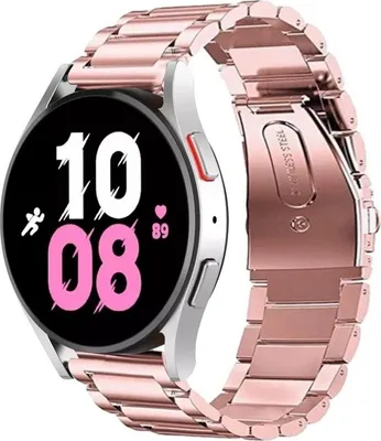 Produktbild von Strap-it Stahlarmband - Kompatibel mit Samsung Galaxy Watch 5 Armband 44mm Ersatzarmband Edelstahl - Faltschließe - Hochwertiges Material - für Samsung Galaxy Armband Rosa