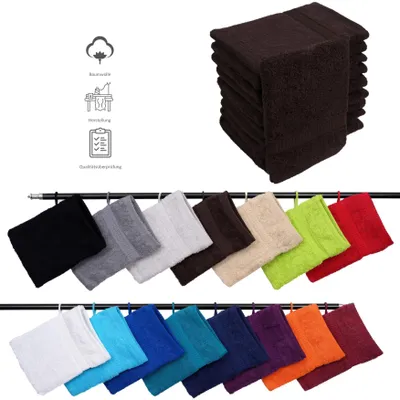 Produktbild von 5er Set Frottee Waschhandschuhe Elegance 16x21 cm 100% Baumwolle 500 gsm Waschhandschuh braun