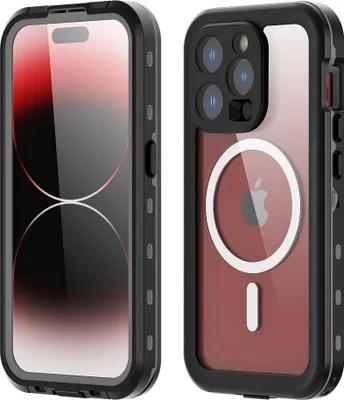 Produktbild von Wasserdichte SHELLBOX DOT-Hülle, kompatibel mit MagSafe, für das iPhone 15 Pro, schwarz