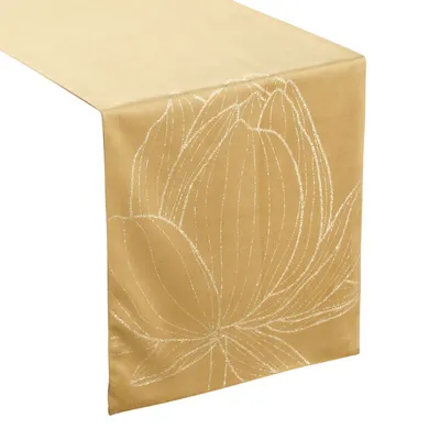 Obrázek produktu pro Eurofirany 389236, Obdélníkový, Světle hnědá, Polyester, Pásový ubrus, Květinový vzor, 35 x 140 cm