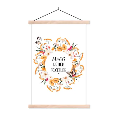 Produktbild von MuchoWow® Textilposter Zitate - Sprichwörter - Gemeinsam immer besser 40x60 cm mit holzfarbenen Rahmen - Poster