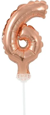 Produktbild von Kuchendeko Mini Folienballon roségold Zahl 6