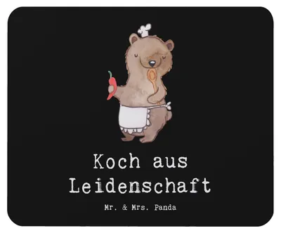 Produktbild von Mr. & Mrs. Panda Mousepad Koch Leidenschaft - Schwarz - Geschenk, pc, Mouse Pad, Restaurant, mousematte, mausteppich, Chefkoch, Spruch, Mauspad