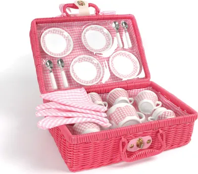 Image de Tidlo Vaisselle de pique-nique dans un panier rose