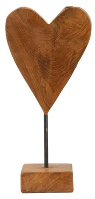 Imagen del producto de Escultura de corazón hecha de madera de teca, 15x10x35 cm, color marrón, diseño de Mauro Ferretti
