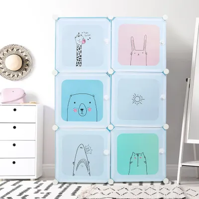 Produktbild von Kinder Kleiderschrank Steckregal Kunststoff DIY Regalsystem Garderobenschrank Aufbewahrungsschrank 74x37x110cm