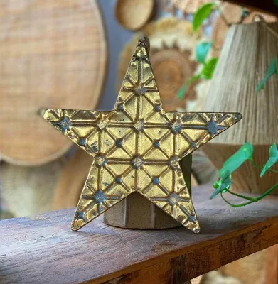 Produktbild von Weihnachtsstern Metall gold Vintage-Stil Stern Hängedeko Weihnachtsdeko 28cm