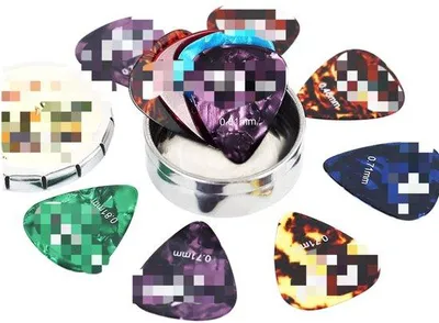 Produktbild von Gitarrenplektren, viereckige Stifte, Gitarrenaccessoires, viereckige Plektren, bunte Farben, für Akustik- und E-Gitarre, Bassgitarre, Ukulele