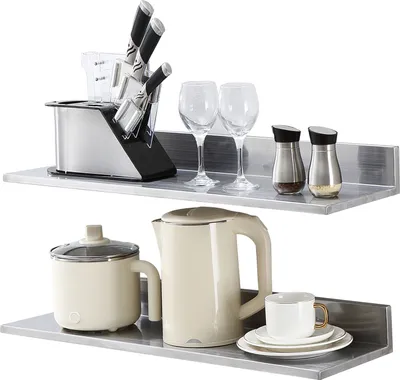 Produktbild von VEVOR Gewürzregal Wandregal 2-teilig, Hängendes Küchenregal 762 x 218 x 85 mm, Schweberegal Edelstahl 20 kg Belastbar, Regalbrett Wandboard Gewürzregal Geeignet für Küchen, Restaurants, Hotels usw.