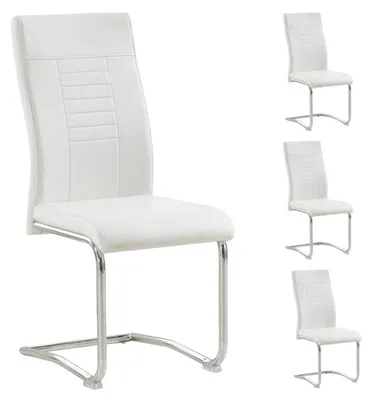 Produktbild von 4er Set Esszimmerstuhl LOANO Küchenstuhl Schwingstuhl, Gestell in chrom, Bezug aus Kunstleder in weiß