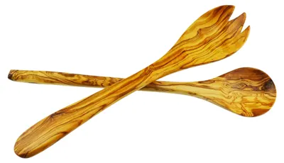 Servierbesteck aus Olivenholz, 30 cm, 2er-Set, Natur