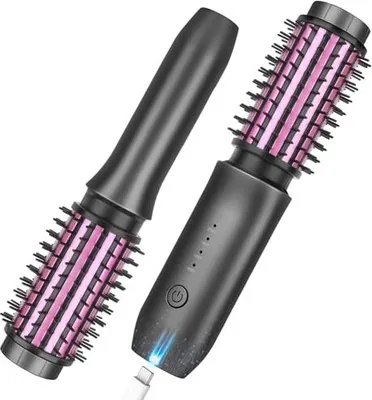 Produktbild von Wireless Curling Eisenbürste, tragbare Reise Mini Pinsel Frauen, 7000 mAh USB wiederaufladbare negative Ionen, Grau