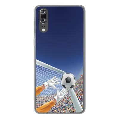 Produktbild von MuchoWow® Handyhülle Schutzhülle Hülle für Huawei P20 Eine Illustration eines Torwarts, der den Fußball stoppt - Junge - Mädchen - Kind Silikon Softcase Handy Hülle - Hardcover