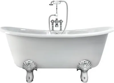Produktbild von Casa Padrino Jugendstil Badewanne Naturstein freistehend 170 x 80 x 67 cm BCha Weiß, Retro Antik, Füsse: Schwarz Standard Traditional