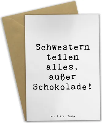 Produktbild von Mr. & Mrs. Panda Grußkarte Spruch Schwestern Liebe - Weiß - Geschenk, Geschwisterliebe, Familienleben, Teilen, hochzeitskarten, weihnachtskarten, dankeskarten, Grußkarten