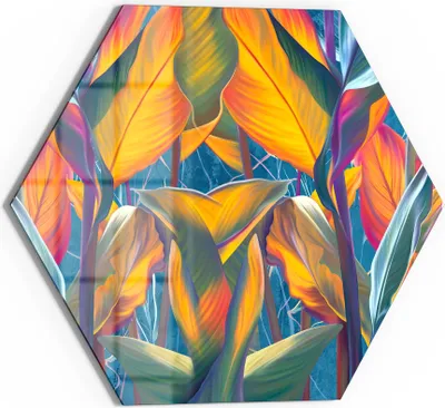 Produktbild von DEQORI Glasbild Echtglas 55x48 cm 'Exotisches Blättermeer' Wandbild Bild modern Deko