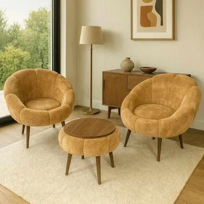Image de Hanah Home, ensemble de tables gigognes de haute qualité (3 pièces) - 100% mélamine, couleur marron, 100% lin