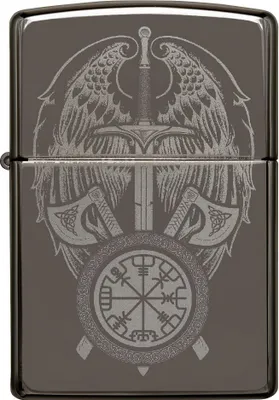 Produktbild von ZIPPO - Valkyrie Design - Photo Image Black Ice® Schwarz Walküre Sturmfeuerzeug nachfüllbar Benzin 60006216