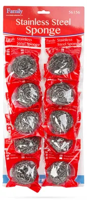 Produktbild von 10x Stahlschwamm Metall - Schleifschwamm Geschirrspülen - 10 Stück Pfannenschwamm Anti-Kratz - Grill-Reinigungsschwamm