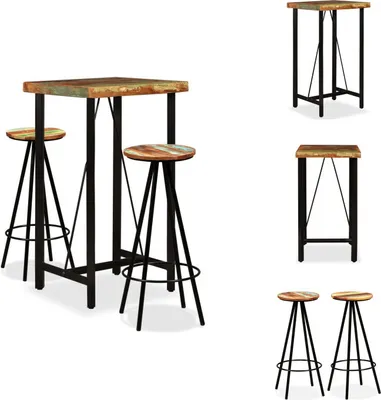 Image de vidaXL Ensemble bar 3 pièces vieux bois massif - Salle à manger