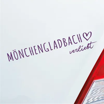 Produktbild von Auto Aufkleber Mönchengladbach verliebt Herz Stadt Heimat Liebe Car 19x4 cm Lila Sticker Heckscheibenaufkleber