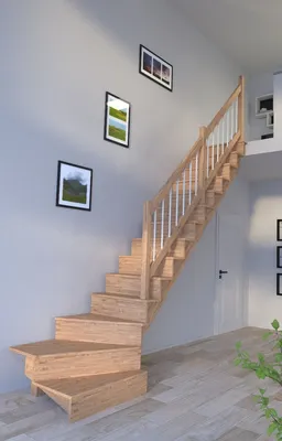 Zdjęcie produktu dla Schody drewniane Lindos (dąb) w ¼ spiralne prawe-80 cm-drewno-balustrada ze stali nierdzewnej-białe-z podstopnicami