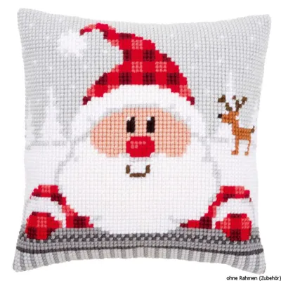 Produktbild von Vervaco Kreuzstich-Set: Kissen "Nikolaus mit karierter Mütze"