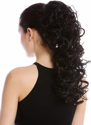 Produktbild von WIG ME UP Zopf Pferdeschwanz Locken Lang Schwarz MKB-6A-V-2