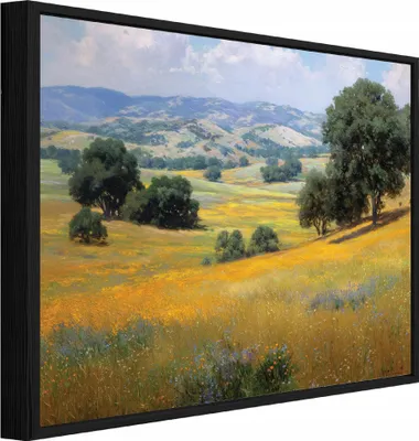 Produktbild von Bilder mit Rahmen Landschaft Feld Natur - 100x70 cm - Wandbilder Wohnzimmer Schlafzimmer - Leinwand Bilder mit Rahmen Beige - PPR16335O1