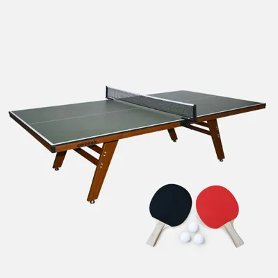 Immagine prodotto di Tavolo da ping pong per interni deluxe con 2 racchette e 3 palline, 274cm, Verde kaki