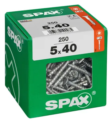 Produktbild von SPAX Universalschraube, 5 x 40 mm, 250 Stück, Teilgewinde, Senkkopf, T-STAR plus T20, 4CUT, WIROX - 4191010500406