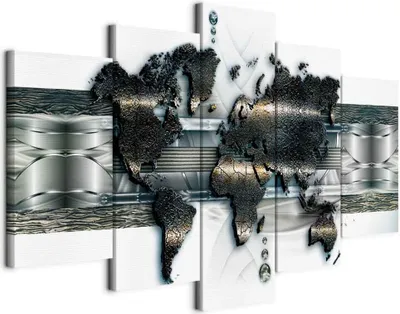 Produktbild von Italienischer Leinwand Leinwandbild - Metal World Map 200x100 cm Karten k-A-0022-b-o