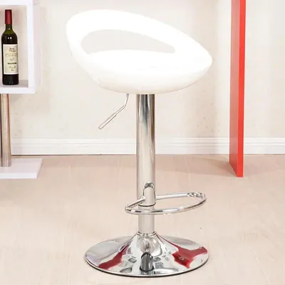 Image de Lot de 2 tabourets de bar - Tabouret de bar - Réglable en hauteur - Pivotant à 360° - Structure en métal - Assise en ABS - Avec repose-pieds - Blanc
