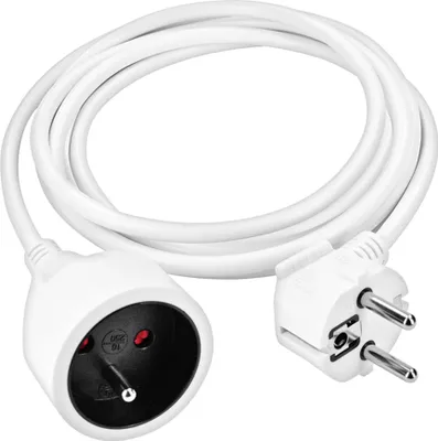 Produktbild von Solight Verlängerungskabel - Stecker, 1 Buchse, weiß, 2m