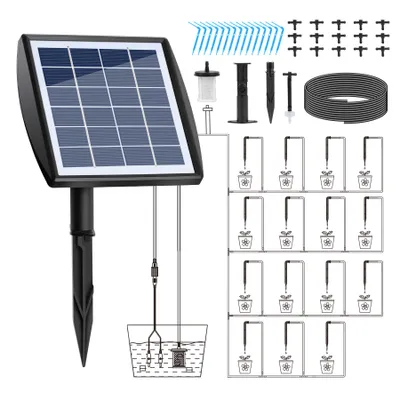 Produktbild von MIAJARD Solar Bewässerungssystem Automatisches Set mit Wassersensor,Automatische BewäSserung mit Timer und 15 Tropfer -15m Schlauch