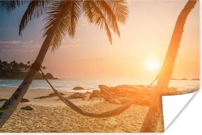 Produktbild von MuchoWow® Poster Sommer - Sonnenuntergang - Hängematte 120x80 cm - Bilder
