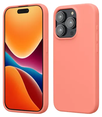Produktbild von kwmobile Handyhülle für iPhone 15 Pro Hülle, für iPhone 15 Pro Case - Hülle Silikon - kabelloses Laden - Pfirsichkorall