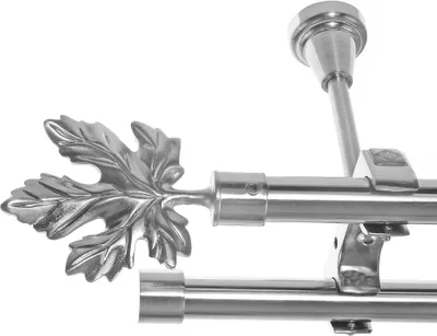 Produktbild von Edelstahl Look Gardinenstange Ø 20mm Deckenträger 2-läufig zweiläufig Deckenbefestigung Blatt D61 E35E30 RR
