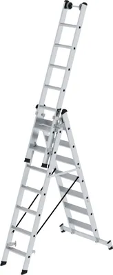 Produktbild von MUNK Stufen- Mehrzweckleiter mit Wandlaufrollen und Nivello® Traverse 3x7 Stufen