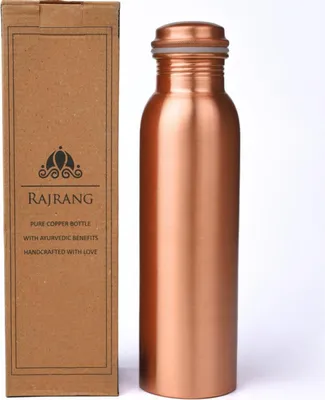 Image de Bouteille d'eau en cuivre 1000 ml - Bouteille de santé ayurvédique pour le sport, le fitness, le yoga