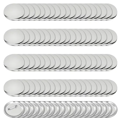Produktbild von 100 Stück Ansteckbuttons (58 mm), Metall Buttonrohlinge mit Sicherheitsnadel, Zubehör für die Abzeichenherstellung